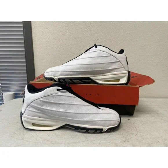 1999 Vintage Nike Wheresyagame White Black 13 Leather Basketball Shoes